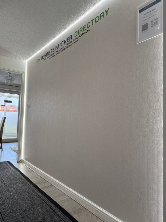 Elegant Business Partner Directory wall with framed A4 displays